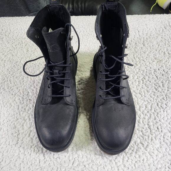 NEW Sorel Women's Hi-Line Lace waterproof Boots Black Jet leather - Size US 9 - Picture 1 of 6